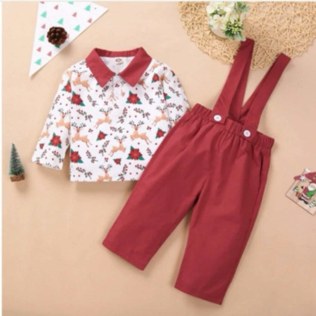 Printed Reindeer Top with Trousers