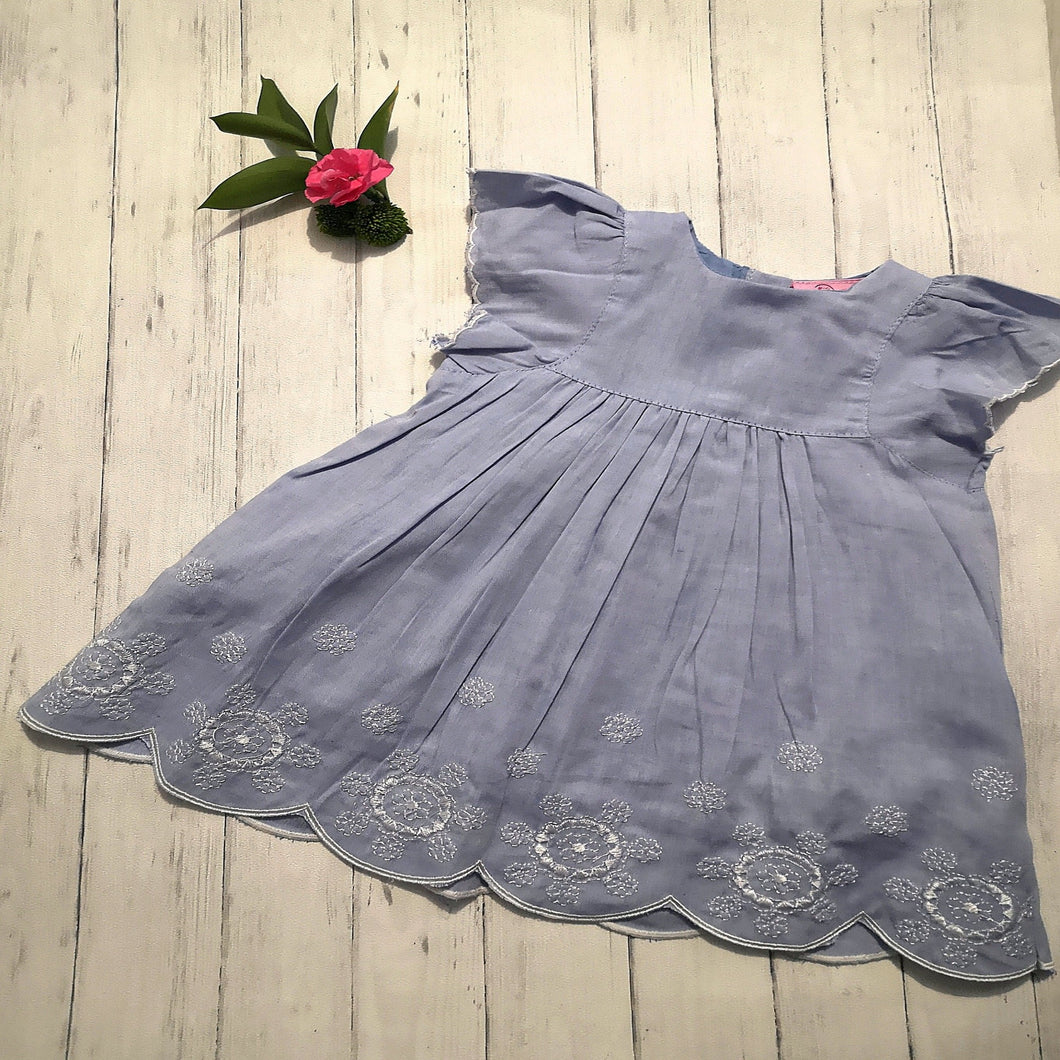 Embroidered Floral Chambray Dress