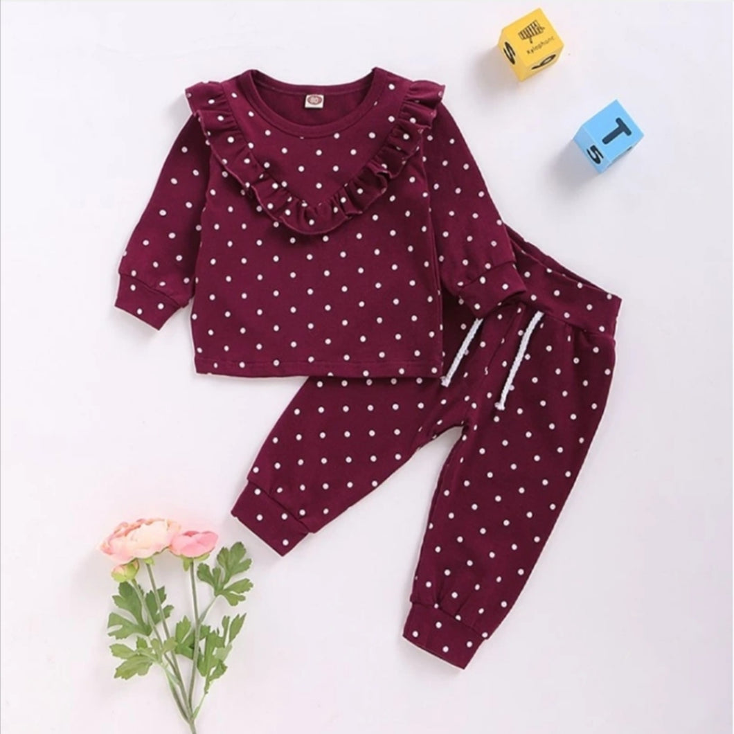 Ruffled Polka Dot 2 Piece Set
