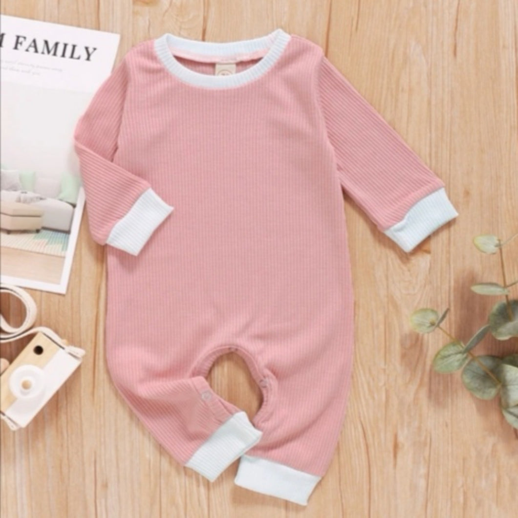 Pink Ribbed Romper