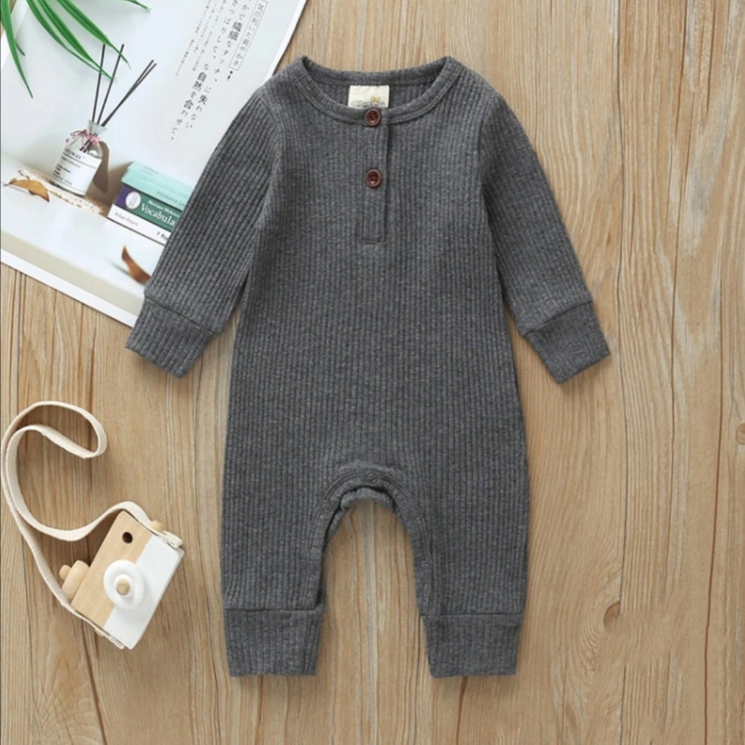 Dark Grey Ribbed Romper
