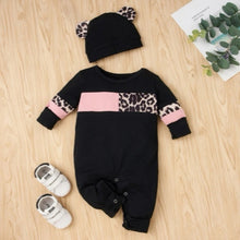 Load image into Gallery viewer, Black Jumpsuit with Leopard Print Detail
