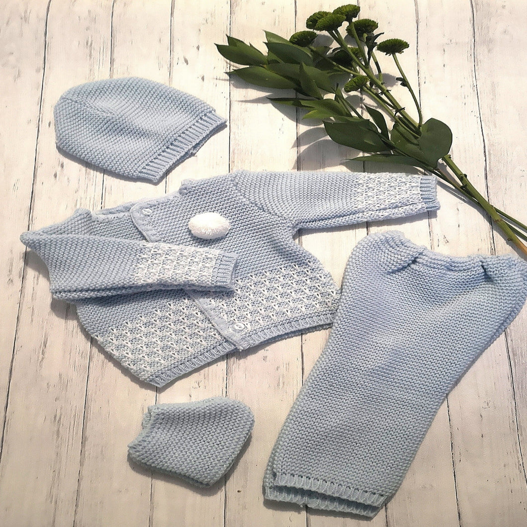 Blue Knitted Motif Romper Set