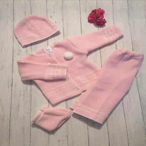 Baby pink motif romper set