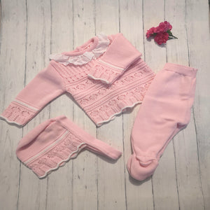 Baby pink crochet knitted romper