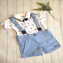 Load image into Gallery viewer, Nautical Suspender Shorts Set

