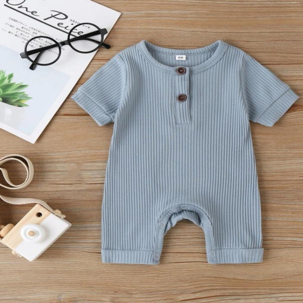 Blue Ribbed Romper