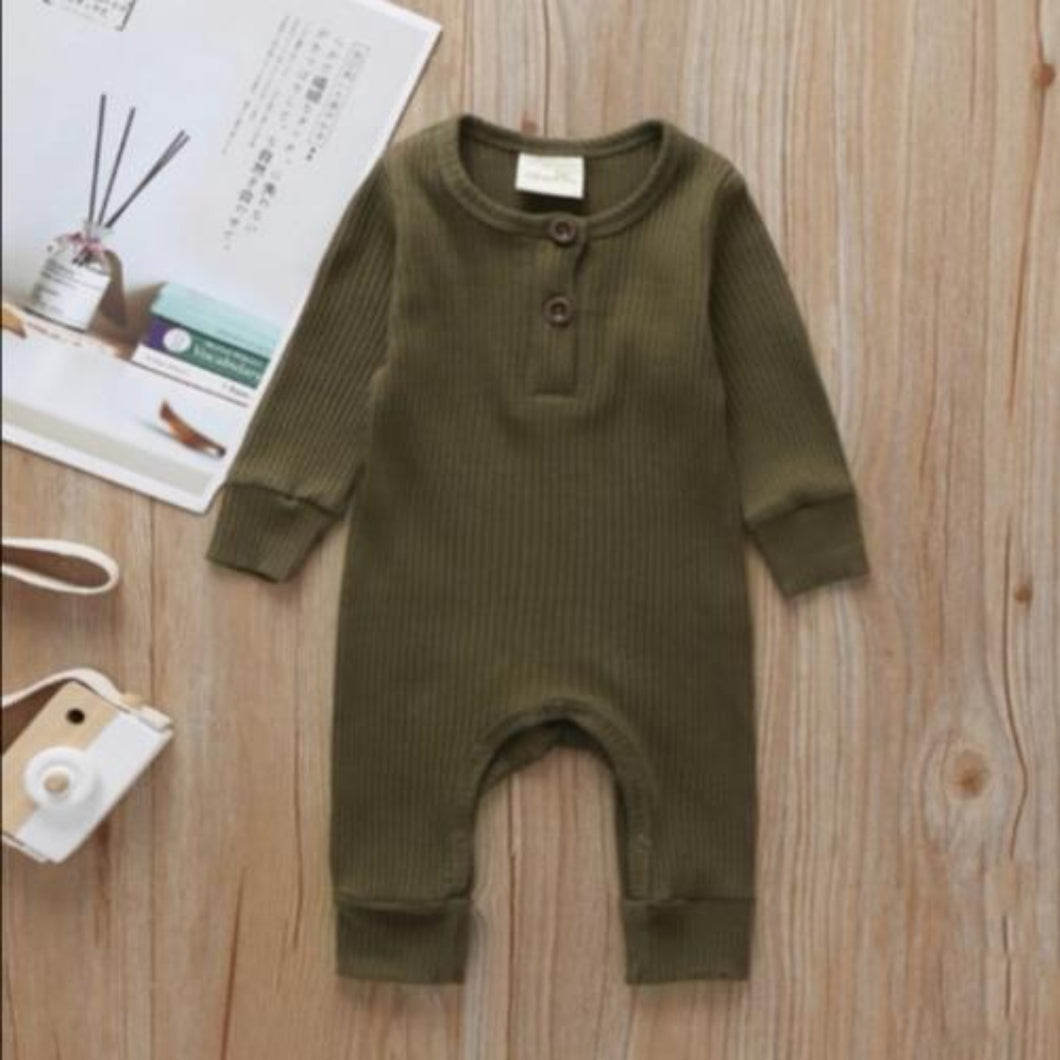 Khaki ribbed romper