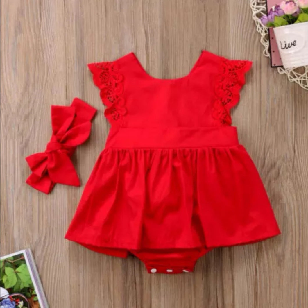 Ruffle Red Lace Romper