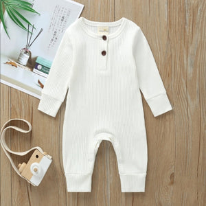 White Ribbed Romper